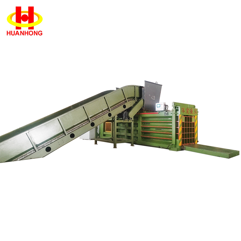 Horizontal Hydraulic Automatic Waste Cardboard Baler with Conveyor Belt