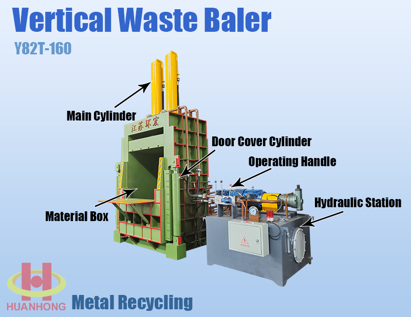 Y82T-160 vertical waste baler detail 1
